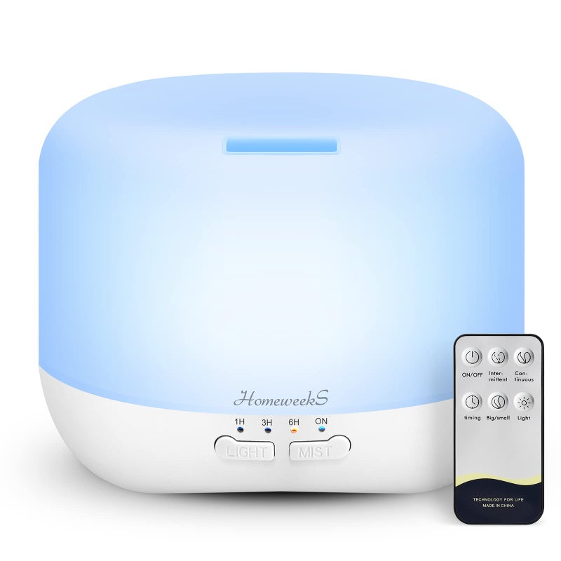 Homeweeks Aromatherapy Essential Oil Diffuser for Room: Air Humidifier Aroma Scent Cool Mist Colorful Lights Cute Small Large Waterless Auto Off Ultrasonic Diffusers for Home Bedroom White (300ml) - Image 1